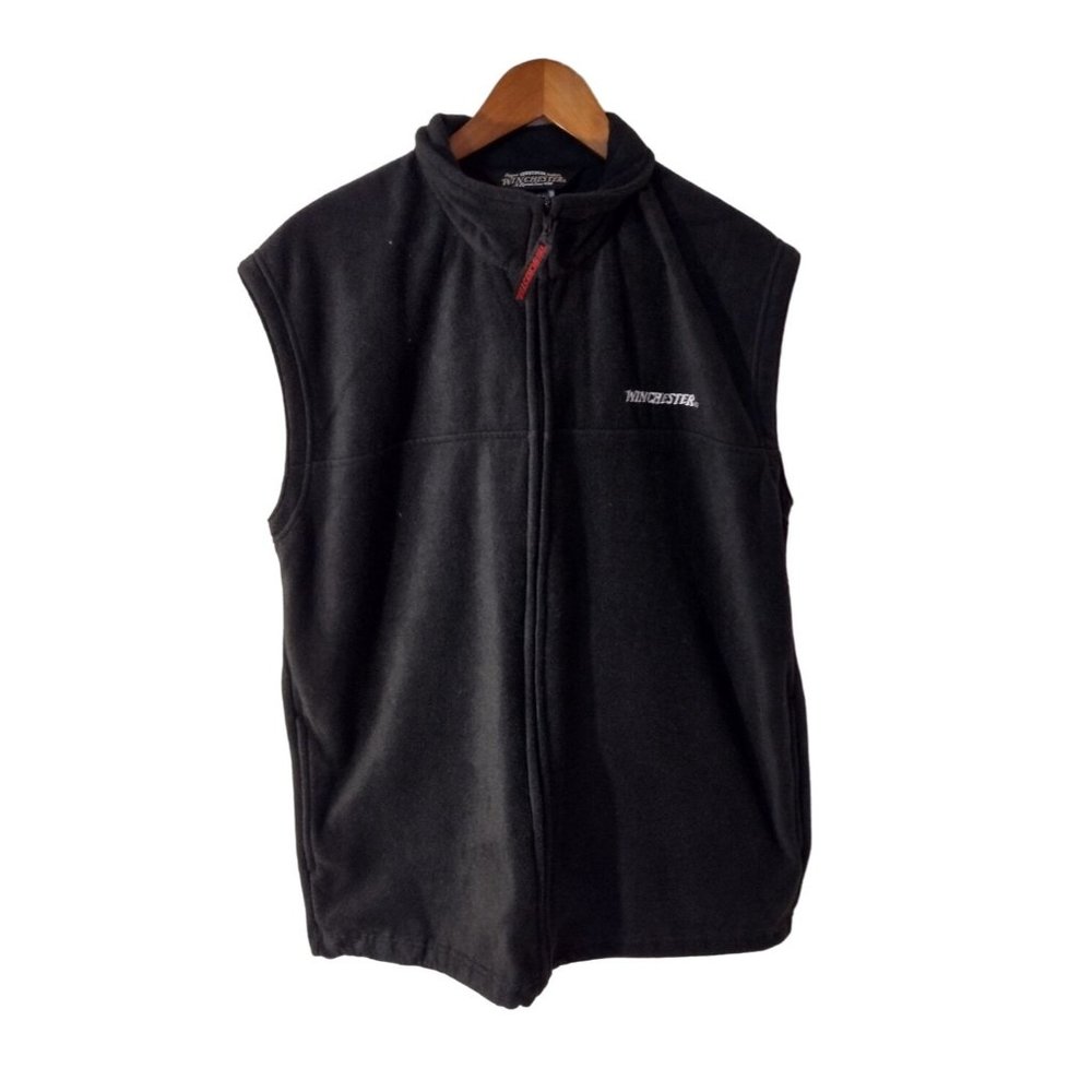 Men's Medium Winchester Rugged Sportsman Outdoors Black Hunting Zip Up Fleece Ve